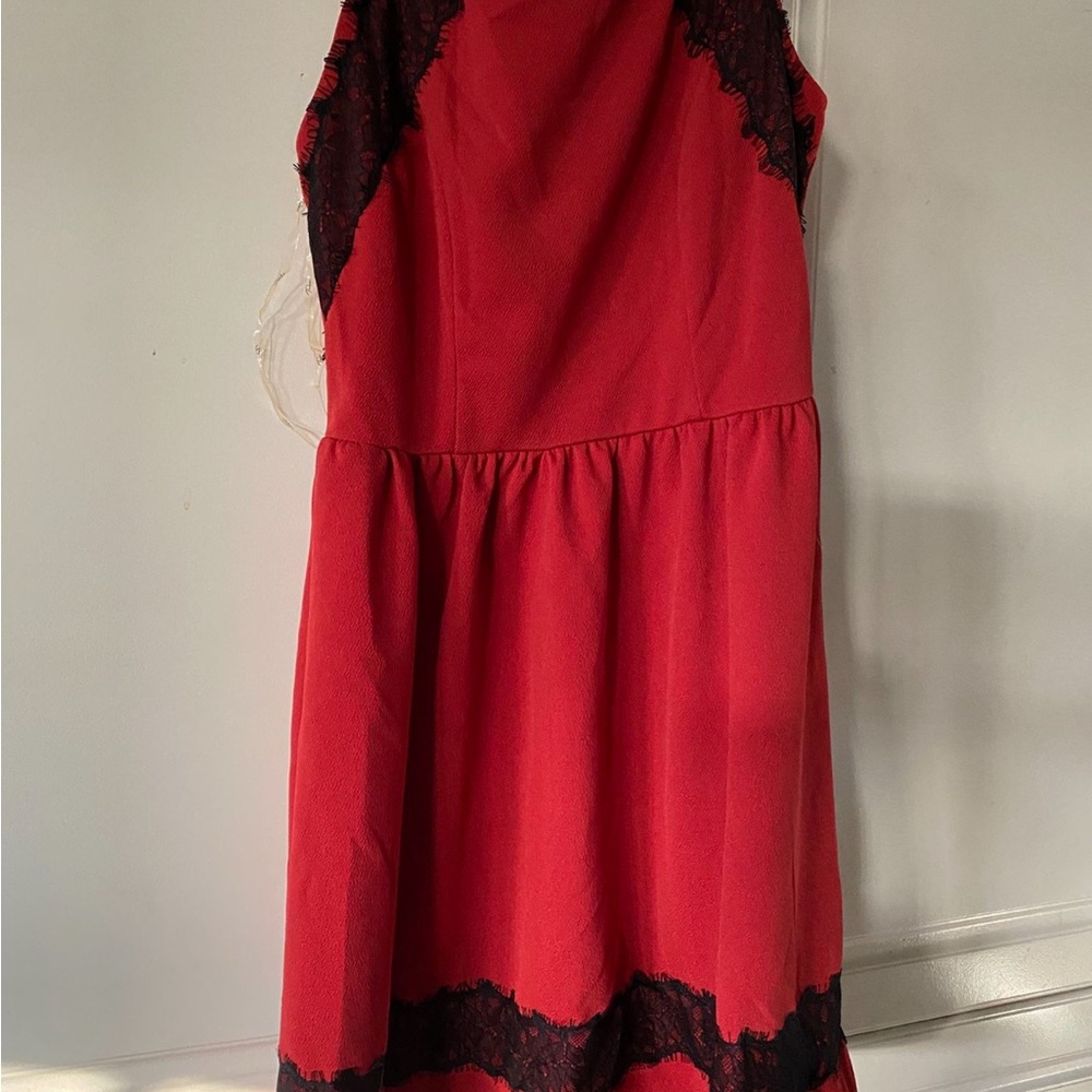 Trixxi Vibrant Red Dress with Black Details